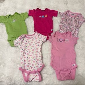 Gerber Pink and Green Onesies 0-3 months